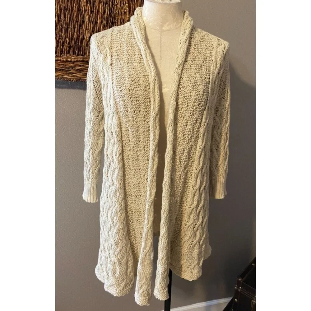 Tommy Bahama Womens Cardigan Sweater Light Brown Extra Small XS Linen Cotton - Picture 2 of 6